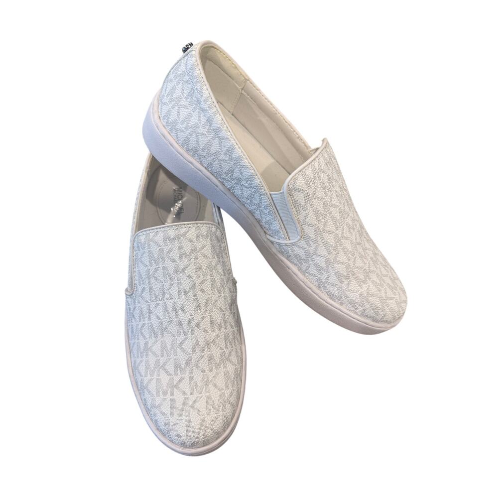 Michael Kors Women's Keaton Slip-On Signature Logo Sneakers White Size 8.5 - Picture 1 of 7